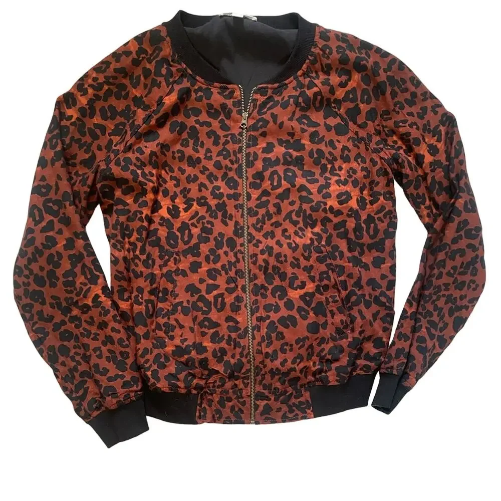 Beach Lunch Lounge Jacket Womens Medium Lightweight Casual Zip Up Bomber Coat